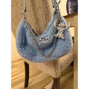 Disney Stitch Primark Blue Sherpa Fleece Chain Shoulder Bag Baguette Purse